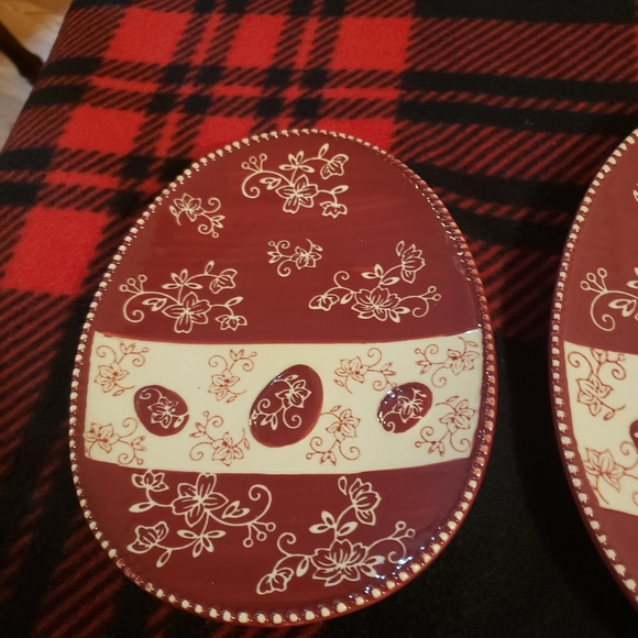 Set of 3 egg shape platters Temptations Red - Picture 4 of 5